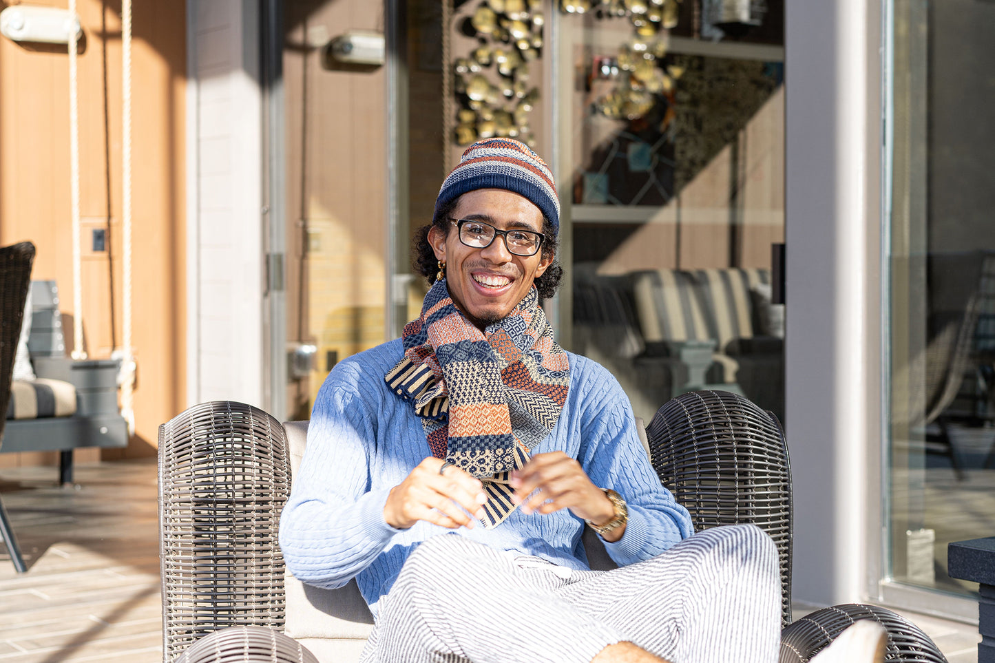 大判マフラースカーフ ナツメグ