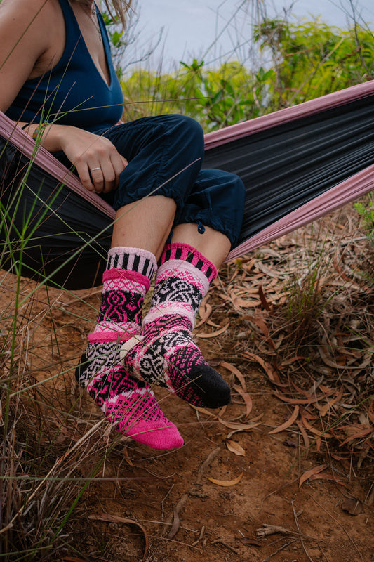 クルーソックス ピンクトーバー